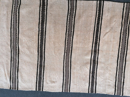 2.5 x 21 Neutral wool runner, long flatweave stripe handmade runner, no dye woven rug, turkish kilim runner