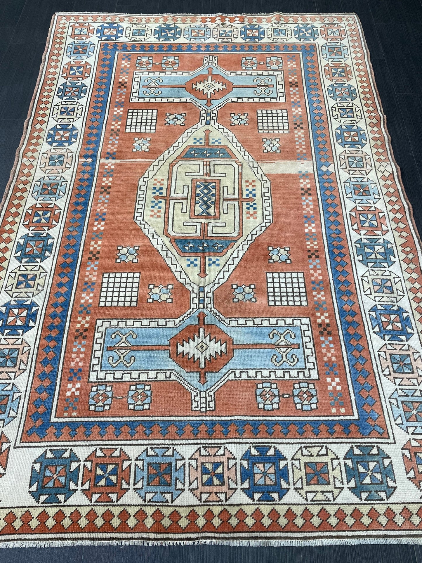 Vintage Oushak Rug 4.7 x 7 Vintage Rug Wool Antique Rug Hand Made Rugs Vintage Turkish Rug OUSHAK RUG TURKISH Oushak Rug
