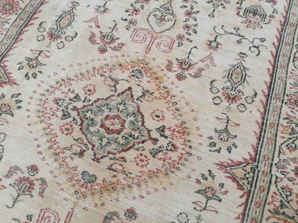 Oushak rug, large pastel vintage wool rug 5'8x9'5 hand made rugs, turkish living room rug