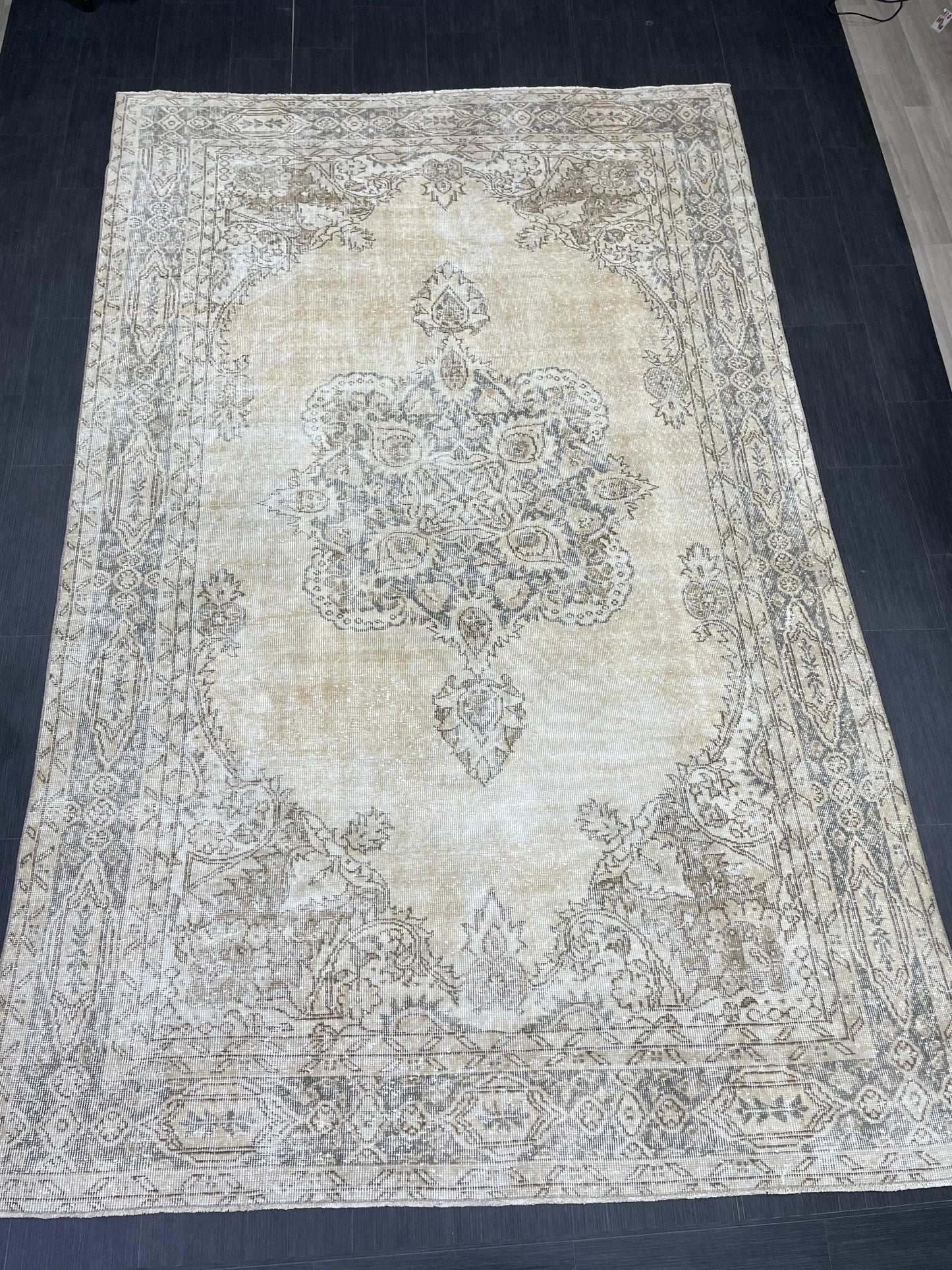 Muted Persian RUG 6.6 x 10.5 Turkish Oushak Rug Vintage Antique Rug Vintage Rug Wool Muted Oriental Rug Handmade Rug Hand Knotted Rug