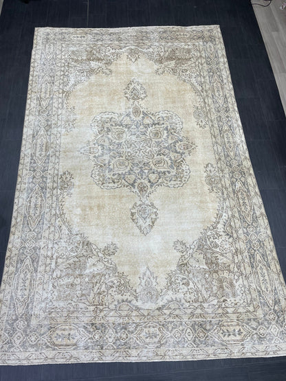 Muted Persian RUG 6.6 x 10.5 Turkish Oushak Rug Vintage Antique Rug Vintage Rug Wool Muted Oriental Rug Handmade Rug Hand Knotted Rug