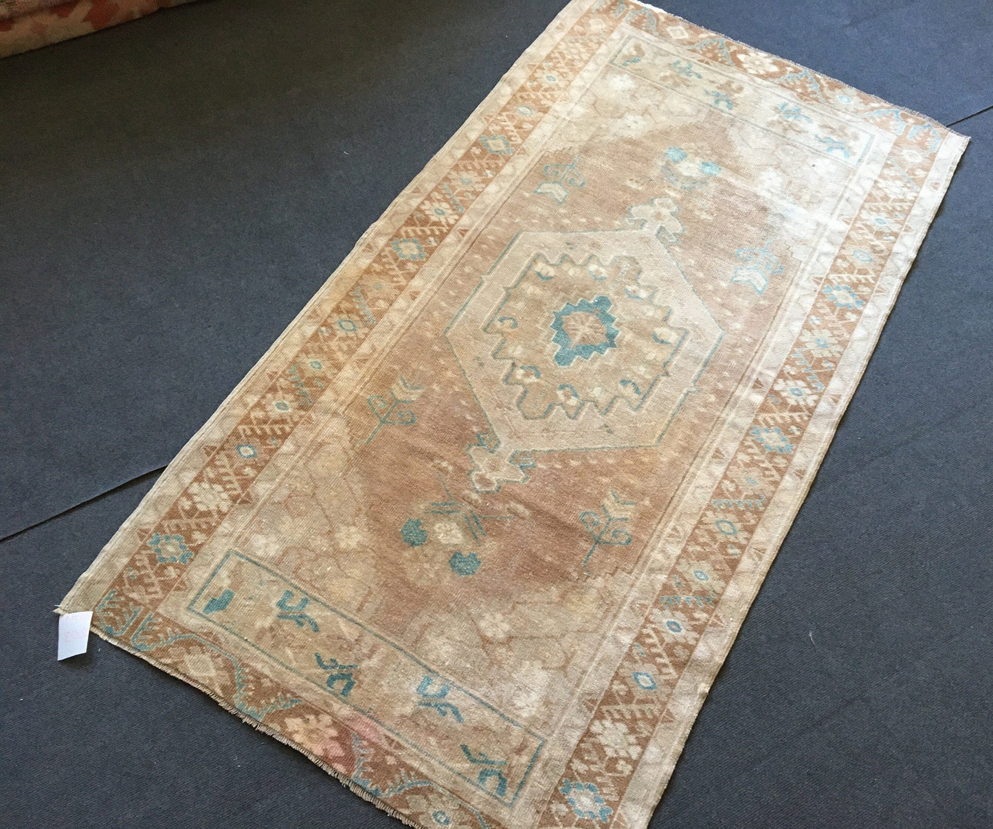 3.4x6 feet handmade brown natural wool turkish rug, wide bedroom floor rug, vintage kitchen area rug,large bathroom rug,teal living room rug