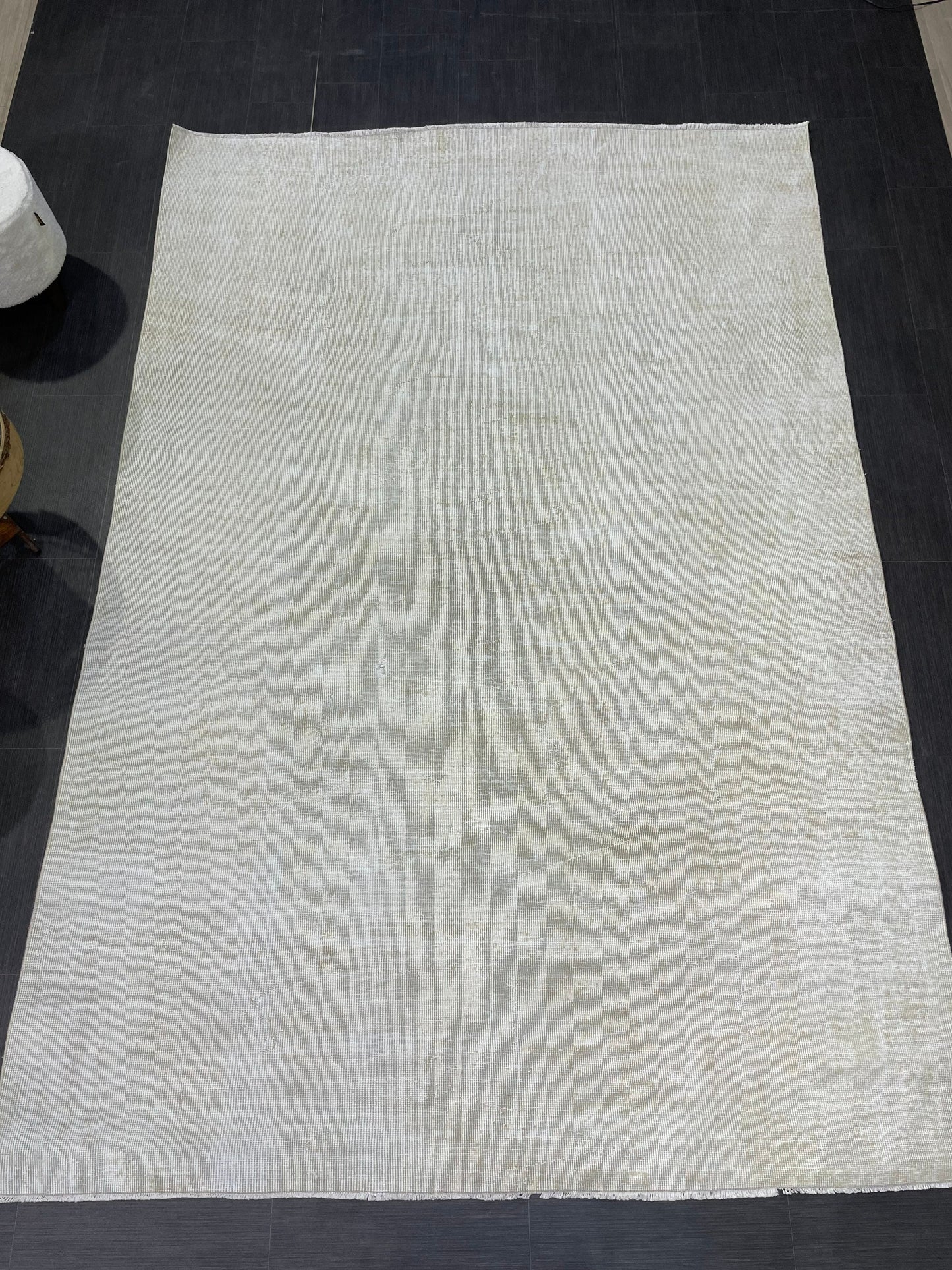 Neutral RUG, TURKISH Rug 6.4 x 9.4, Vintage Rug, Natural Wool Oushak Rug, Handmade Persian Rugs Vintage Plain Rug Neutral Oriental