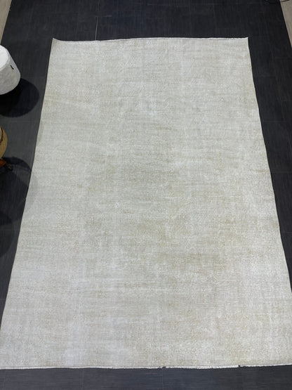Neutral RUG, TURKISH Rug 6.4 x 9.4, Vintage Rug, Natural Wool Oushak Rug, Handmade Persian Rugs Vintage Plain Rug Neutral Oriental