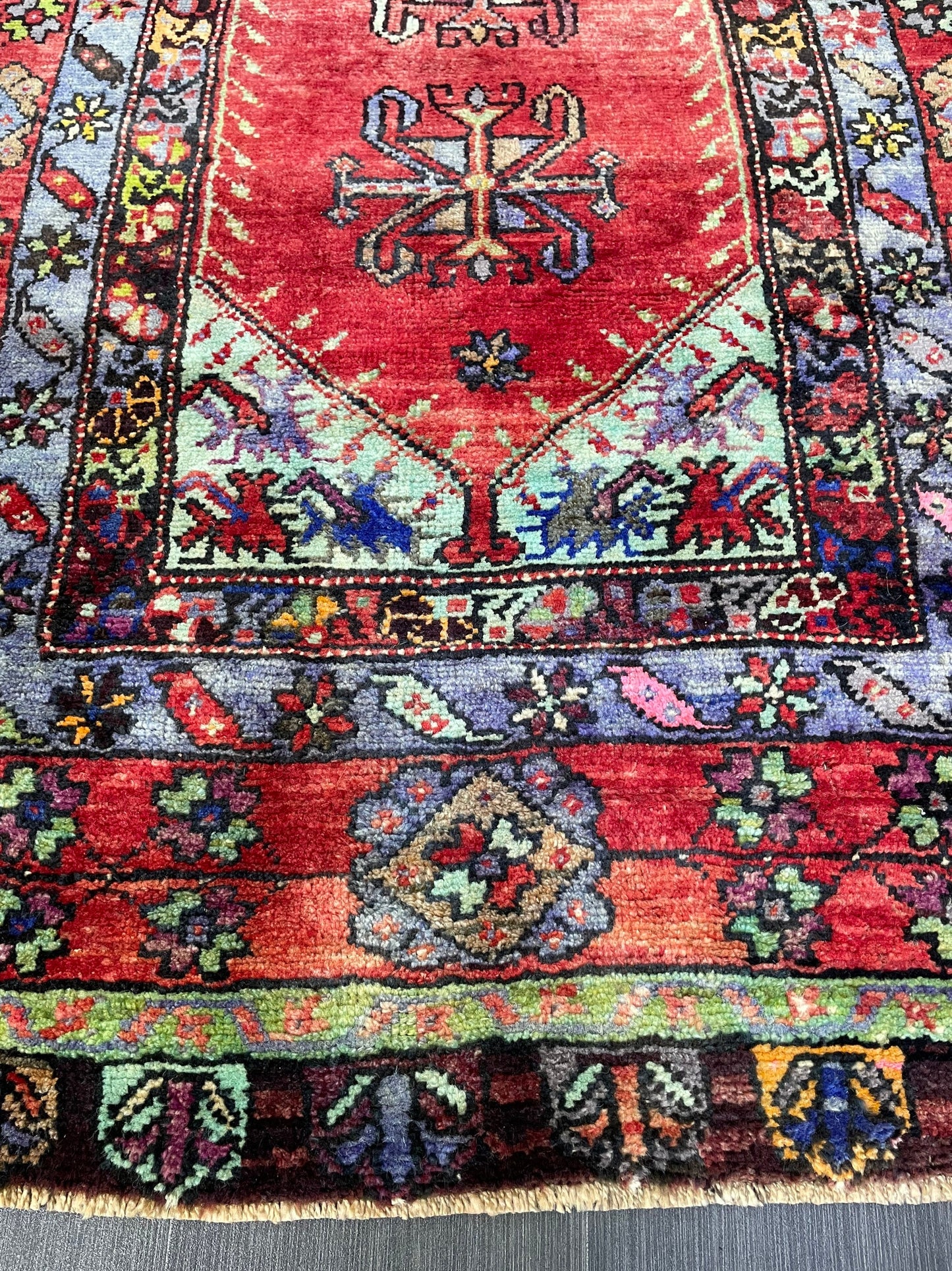 Vintage RUG, TURKISH 4.2 x 7.4 Rug, Wool Hand Knotted Rug, Persian Rug Wool Handmade Rug, Oushak Rugs Muted Hand Knotted rug