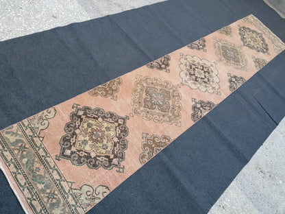 2'5x12'5 runner rug, oushak wool runner rug, vintage handmade runner, hallway runner rug, kitchen runner rug