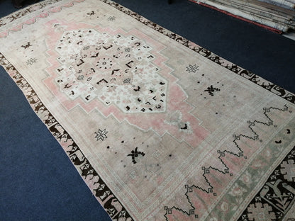 5.2 x 12 Oushak Runner Rug Turkish Runner Rug Vintage Runner Rug Hallway Runner Rug Muted Runner Rug Wool Runner Rug pink Oushak Rug