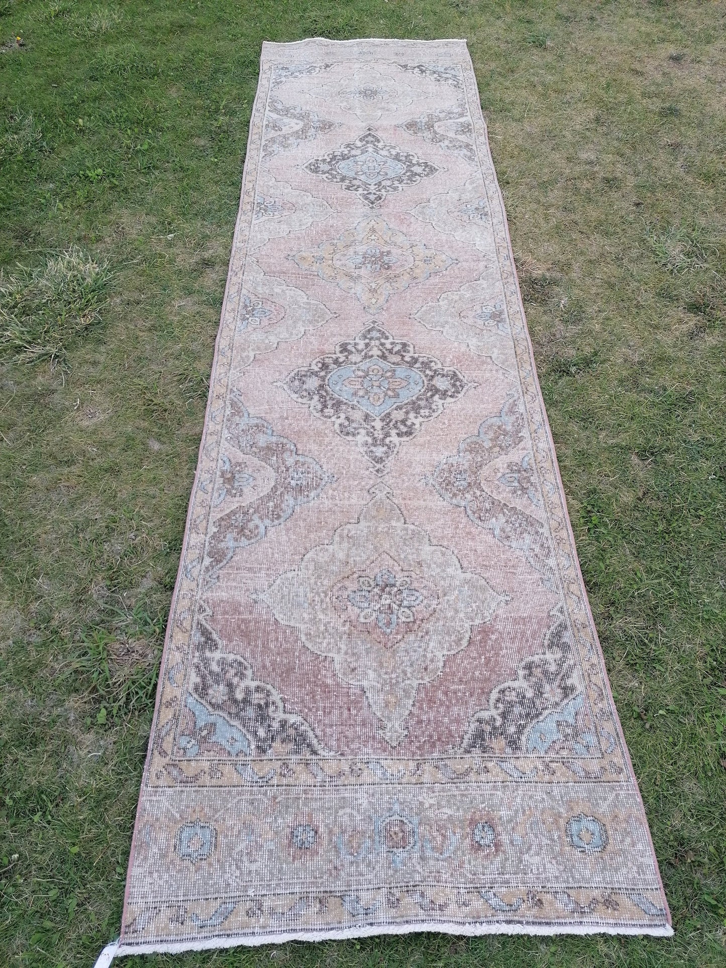 3'3x12'5 oushak turkish runner rug,turkish runner rug,oushak runner rug,vintage rug,kitchen rug,vintage oushak rug, vintage anatolian rug