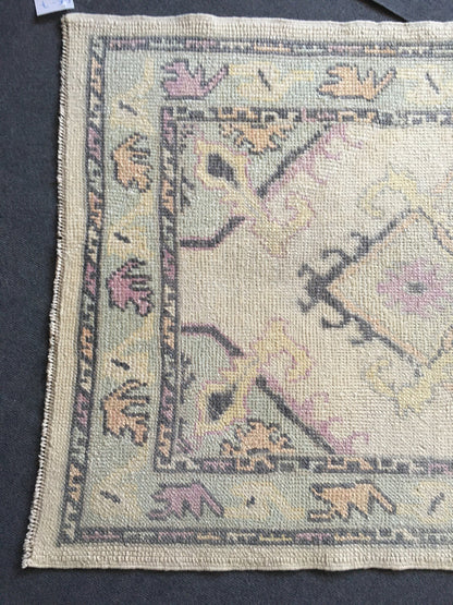 3x8 feet long new turkish runner rug, handmade wool beige kitchen runner, long floor corridor runner, black faded living room oushak runner