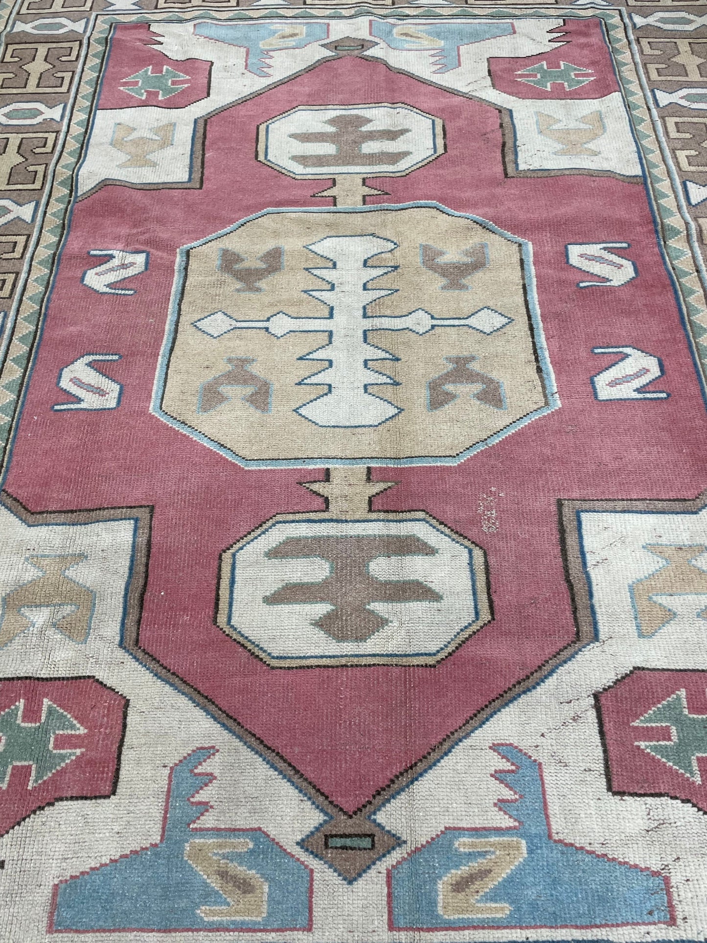 Wool Oushak Rug Vintage Rug Muted Vintage 6x8 ft Rug Wool Oriental Rug Handmade Rug Vintage Turkish Rug Muted Persian Wool Rug