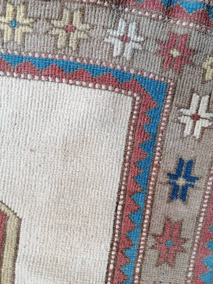 Turkish oushak wool rug 4'10x5'5 vintage handmade rug bohemian rug living room rug