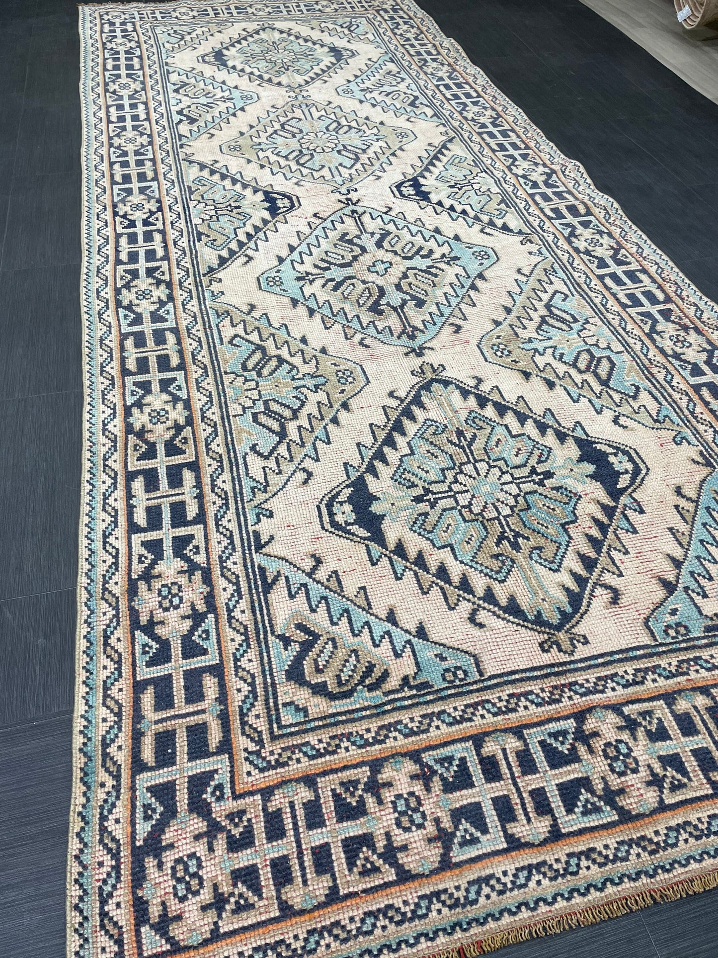 Turkish Runner 4.7 x 12 Oushak Runner Rug Rug Vintage Runner Rug Hallway Runner Rug Kitchen Runner Rug Wool Runner Handmade Runner Rug