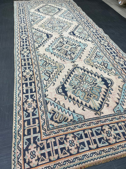 Turkish Runner 4.7 x 12 Oushak Runner Rug Rug Vintage Runner Rug Hallway Runner Rug Kitchen Runner Rug Wool Runner Handmade Runner Rug