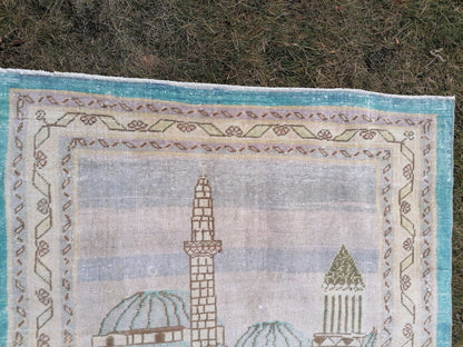 Turkısh rug 5'3x3'11 vıntage rug, vıntage turkısh rug, hand made rug,wool rug