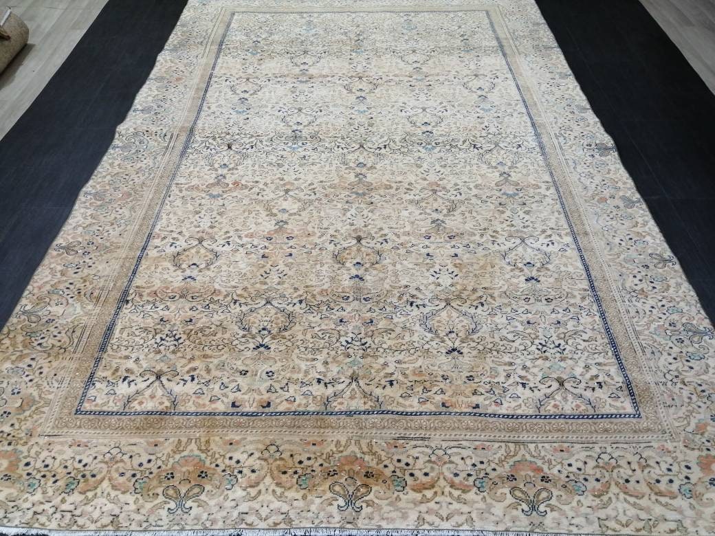 Fine Knotted OUSHAK RUG 6.2 x 9.6 TURKISH Rug Vintage Oushak Rug Vintage Oriental Rug Wool Persian Rug Hand Made Rug