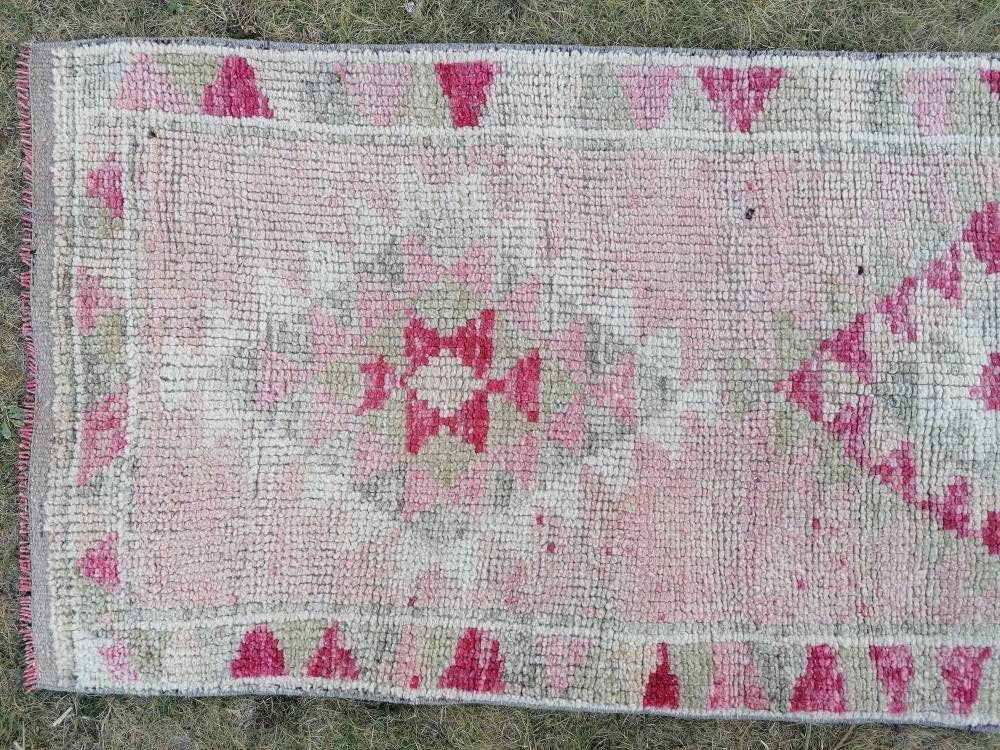 Vintage turkish runner rug, hallway runner rug, vintage runner rug 2'7x11'6 turkish hand made wool rug, kitchen rug, hallway runner rug,