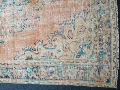 6 x 9.6 Large OUSHAK RUG TURKISH Oushak Rug Vintage Oushak Runner Rug 6 by 10 Muted Vintage Rug Wool Oushak Rug Hand Made Rugs