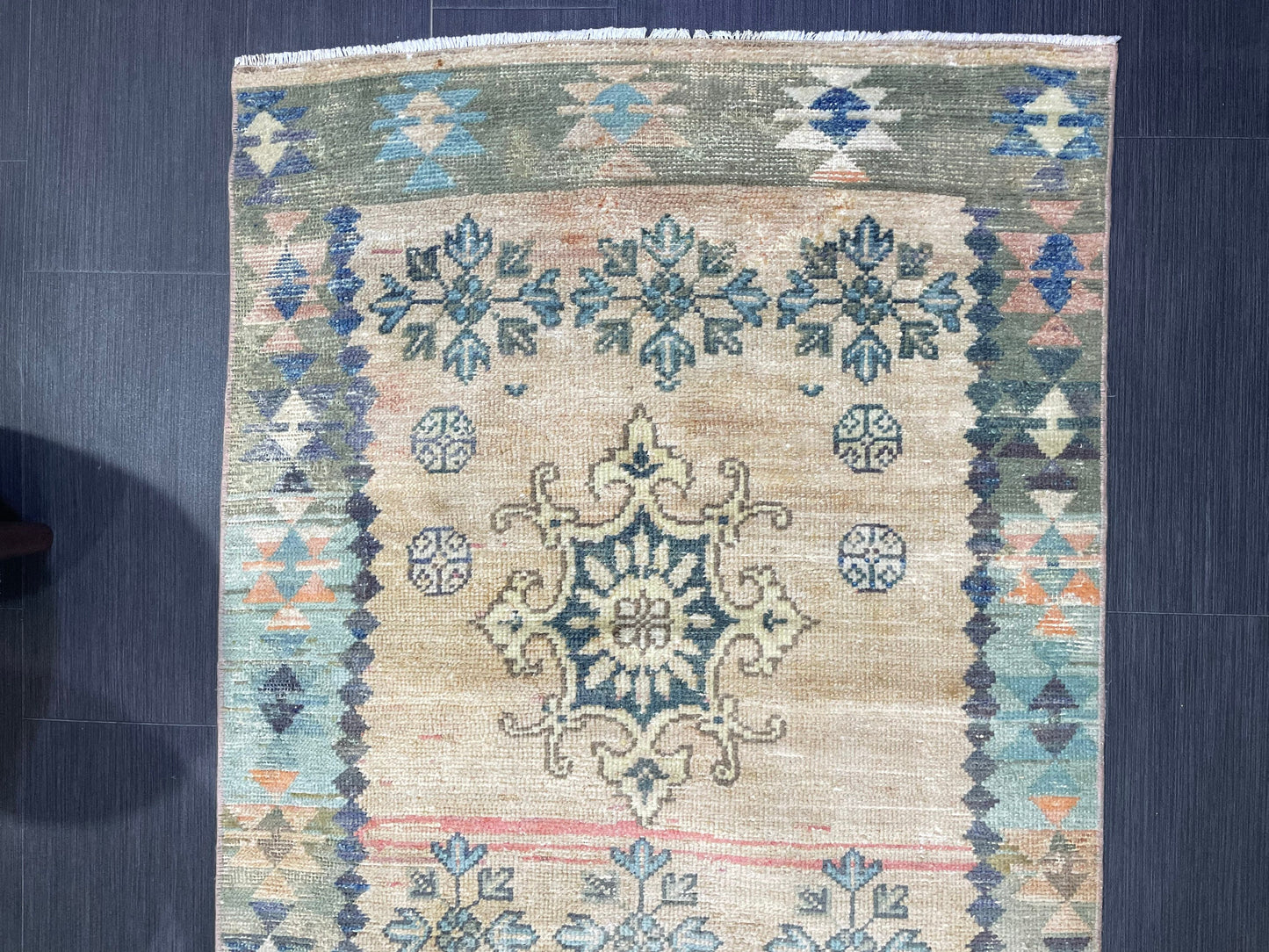 Vintage Runner Rug, 3x9 TURKISH Muted Runner Rug, Vintage Oushak Runner Rug, Quality Fine Runner Rug,Wool Oriental Runner Antique Runner Rug