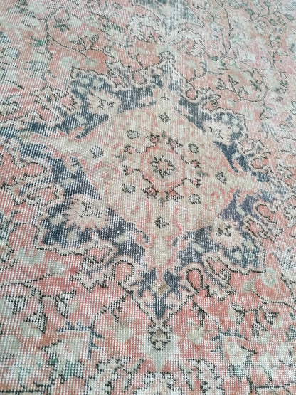 6.2 x 10.2 Neutral wool rug,  muted handmade rug, oushak rug, rustic rug, turkish rug, farmhouse rug, distressed vintage rug