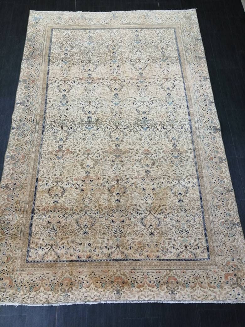 Fine Knotted OUSHAK RUG 6.2 x 9.6 TURKISH Rug Vintage Oushak Rug Vintage Oriental Rug Wool Persian Rug Hand Made Rug