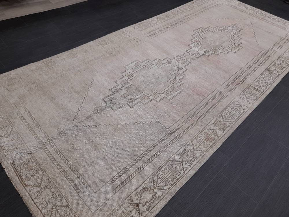 Muted Vintage RUG TURKISH Large Rug 5 x 10.8 Oushak Rug Vintage Oushak Rug Vintage Rug Muted Oushak Rug Hand Made Rug Vintage Neutral Rug