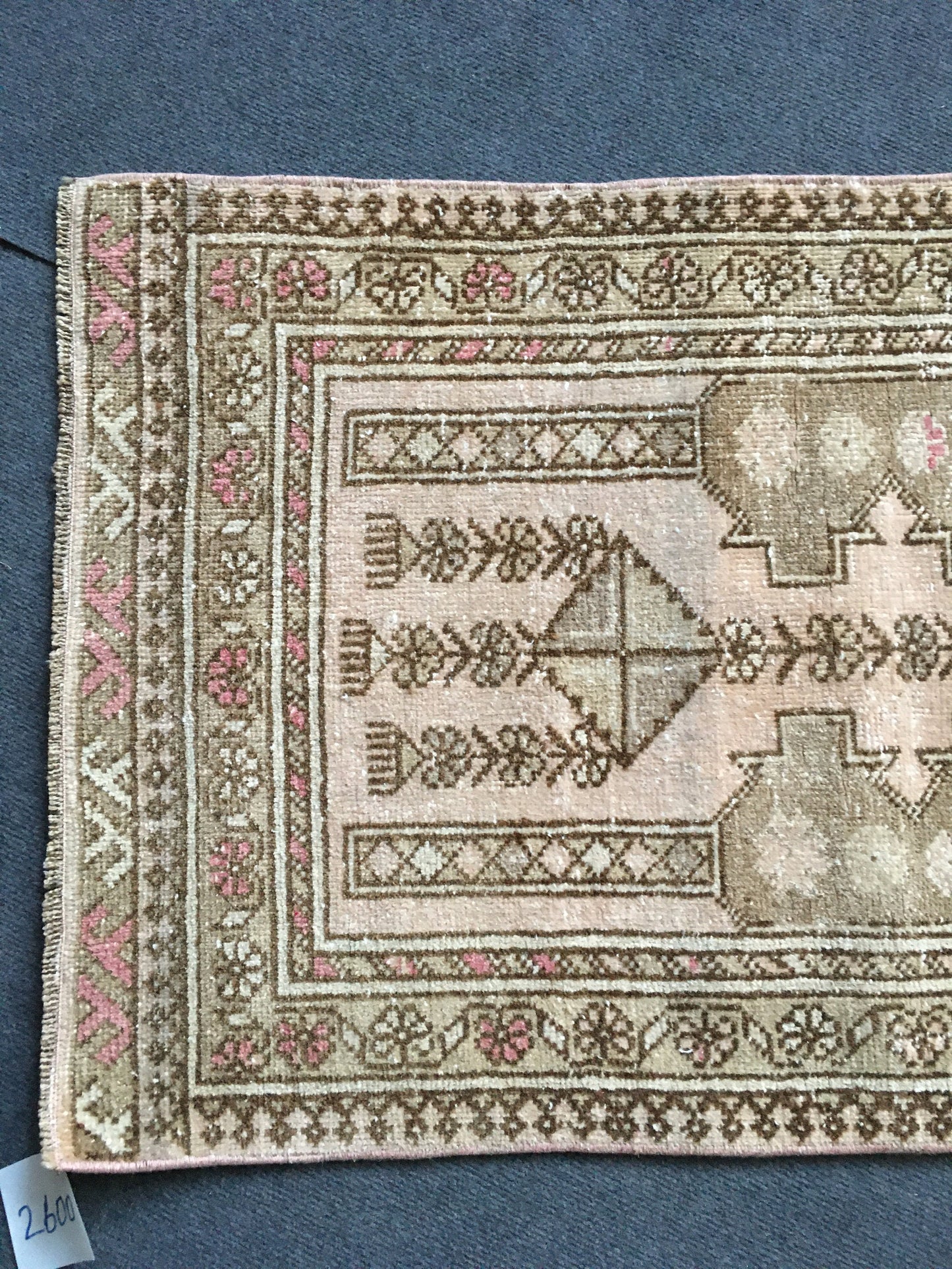 2x4 feet vintage brown bedroom small rug, turkish handmade wool pink bathroom small rug, living room area mini rug, oushak small laundry rug