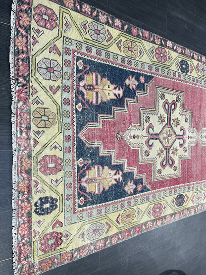 Hand Knotted Rug, Vintage Rug, Handmade 4.2 x 9.2 Rug, Oushak Rug, Rustic Rug, Turkish Rug, Antique Rug, Vintage Rug, Wool rug