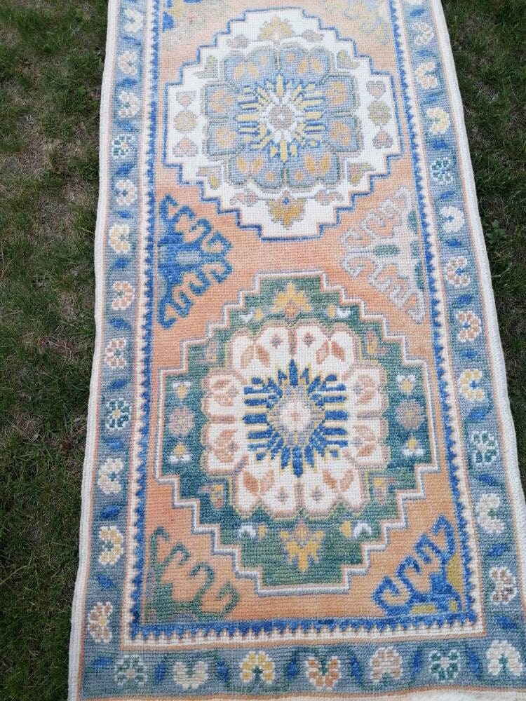 2'10x10'7 oushak turkish wool runner rug, new production oushak handmade rug, living room rug, bohemian rug
