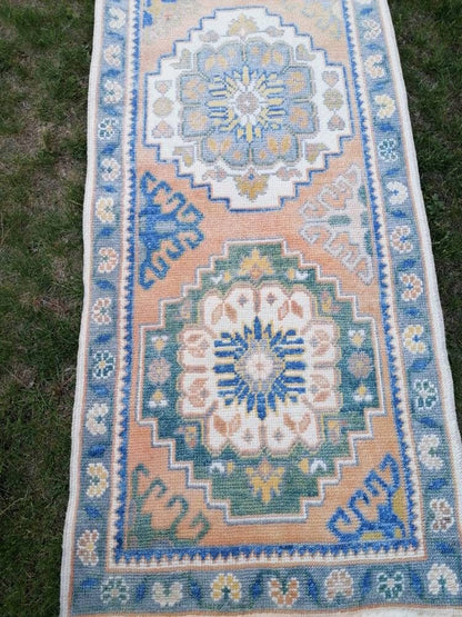 2'10x10'7 oushak turkish wool runner rug, new production oushak handmade rug, living room rug, bohemian rug