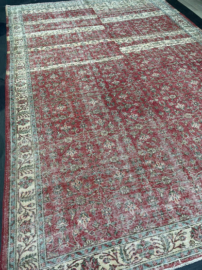 Vintage RUG, TURKISH 8x12 Oushak Rug, Persian Rug, Handmade Large Rug, Wool Antique Rug Hand Knotted Rug,  Floor Art Rug
