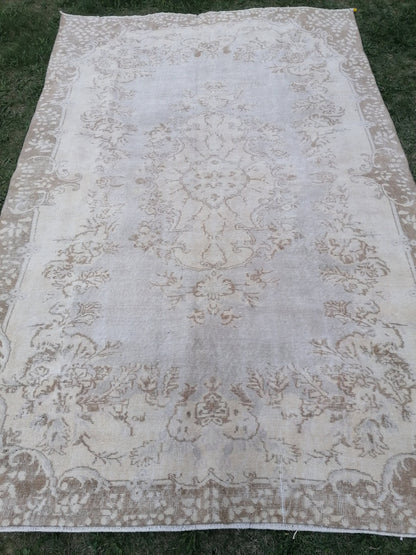 Large turkısh rug ,vıntage rug, pastel vıntage turkısh rug, hand made rug,wool rug 9'8x6'4 feet
