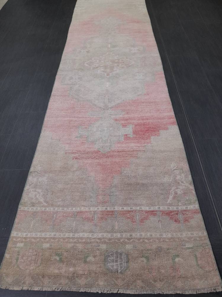 Muted Vintage Oriental Runner Rug 3 x 11 Turkish Runner Rug muted Vintage Runner Rug Hallway Runner Rug Kitchen Runner Rug Wool Runner Rug