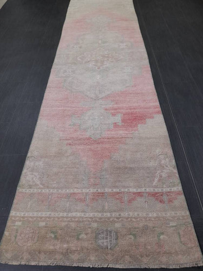 Muted Vintage Oriental Runner Rug 3 x 11 Turkish Runner Rug muted Vintage Runner Rug Hallway Runner Rug Kitchen Runner Rug Wool Runner Rug