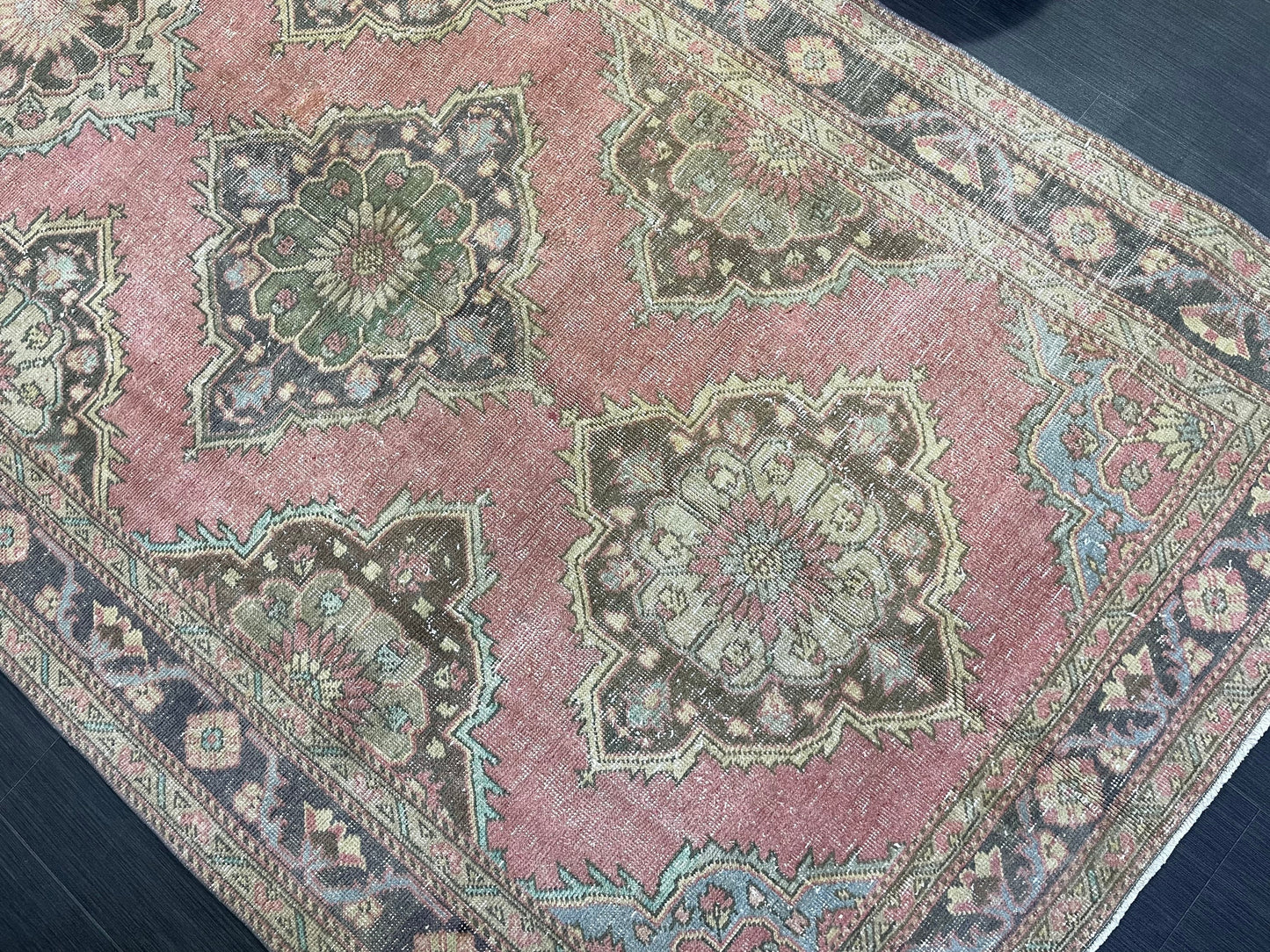 Vintage Runner rug, Persian 5 x 12.6  Runner RUG, TURKISH Runner, Pink Runner Rug, Turkish Oushak Rug, Wool Runner Rugs, Handmade Runner