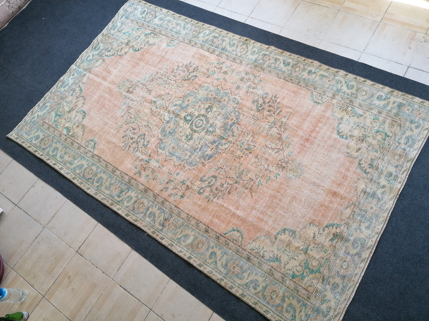 5'10x9'2  vintage turkish rug, large oushak rug, living room rug, vintage hand made rug, bohemian rug, kitchen rug