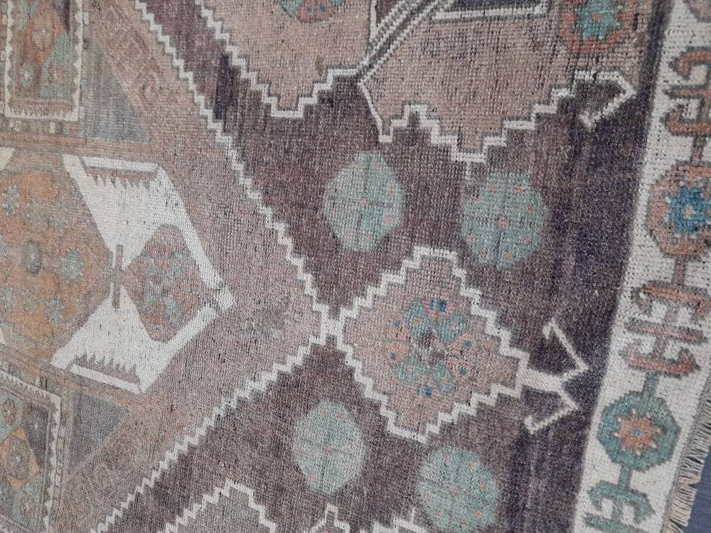 Wool Vintage Rug Turkish Rug 3.3 x 6 Muted Oriental Rug Hand Made Rug Hand Knotted Living Room Rug Kitchen Rug Dark Rug Kars Rug