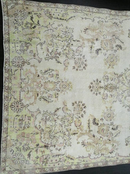 Floral Muted RUG 10.6 x 6 Muted TURKISH Rug Oriental Vintage Wool Rug Hand Made Rugs Vintage Large Turkish Rug