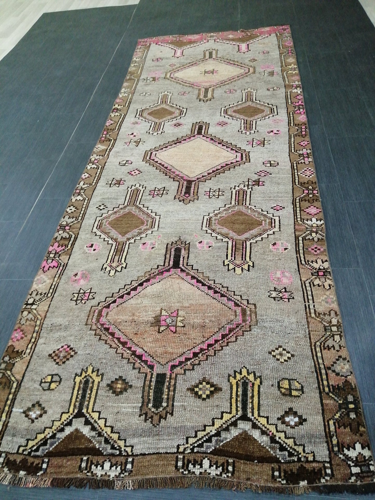 3.8 x 10.4 Oushak Runner Rug Turkish Runner Rug Vintage Runner Rug Hallway Runner Rug Kitchen Runner Rug Wool Runner Rug Wool Oushak Rug