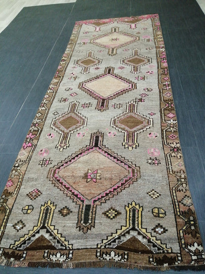 3.8 x 10.4 Oushak Runner Rug Turkish Runner Rug Vintage Runner Rug Hallway Runner Rug Kitchen Runner Rug Wool Runner Rug Wool Oushak Rug