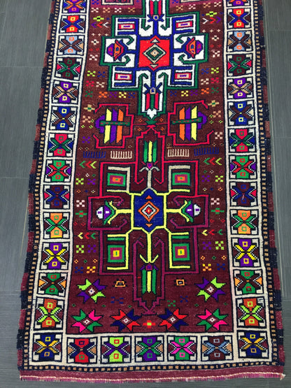 Vintage Runner Rug  3x12 Hand Knotted Runner Rug Turkish Runner Rug Muted Persian Runner Rug Vintage Runner Rug Oriental Runner Rug