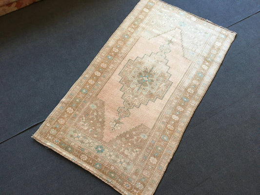 3x5 feet handmade muted turkish wool rug, vintage oushak bedroom rug, kitchen floor large rug, living room middle area rug,bohem natural rug