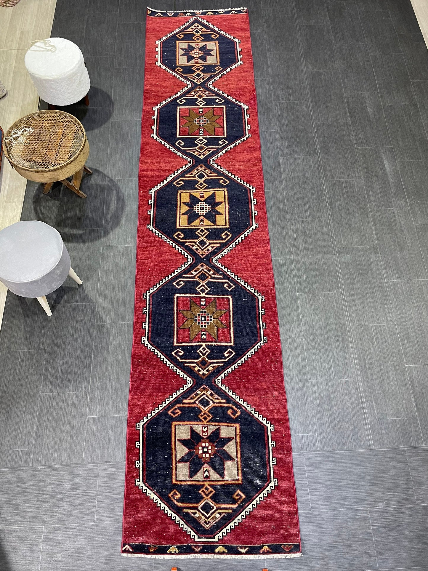 Wool Vintage Runner Rug, Turkish Runner 2.6 x 12.2 Rug, Orienta Runner Rug, Vintage Runner Rug, Hallway Runner Rug Kitchen Runner.