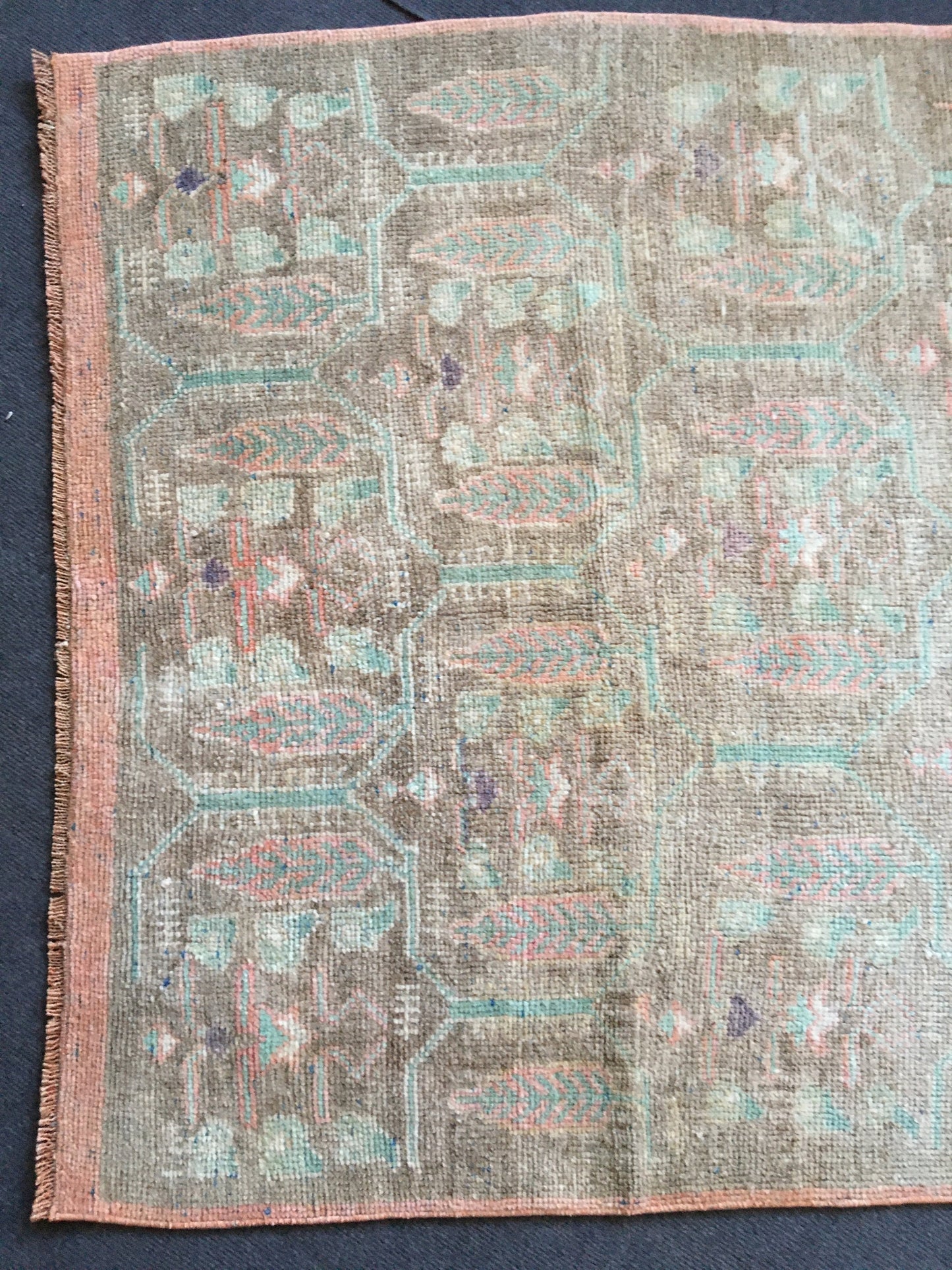 3.5x6 feet handmade vintage rug, turkish large bedroom rug, living room wool muted rug, wide kitchen area rug, oushak large bathroom rugs