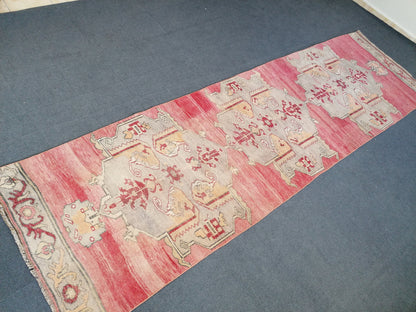 12'x3'6 vintage hallway runner rug,unique hand made runner kitchen runner rug