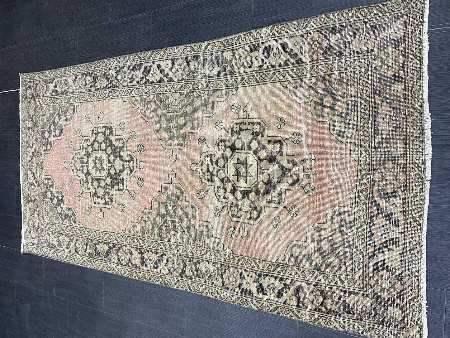 Turkish Oushak 3.4 x 6.8 Rug Handmade Rug, Rustic Rug Hand Knotted Rug Muted Turkish Rug, Farmhouse Rug, Vintage Rug, Wool rug