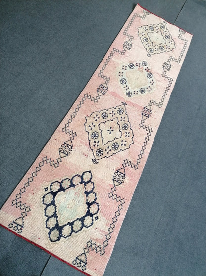 2'4x8'3 wool runner rug, hallway runner rug, vintage kitchen runner, turkish runner, oushak runner rug, bohemian rug