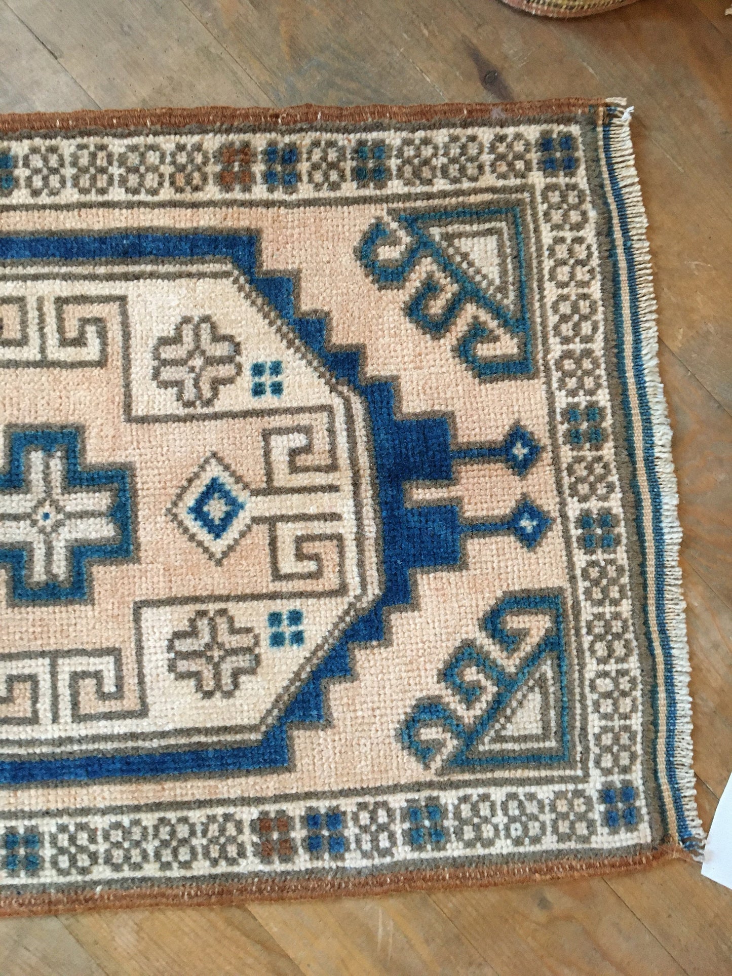 2x3 feet vintage small rug, oushak bedroom small rug, entryway blue small rug, turkish kitchen mini rug,, muted persian design bathroom rug