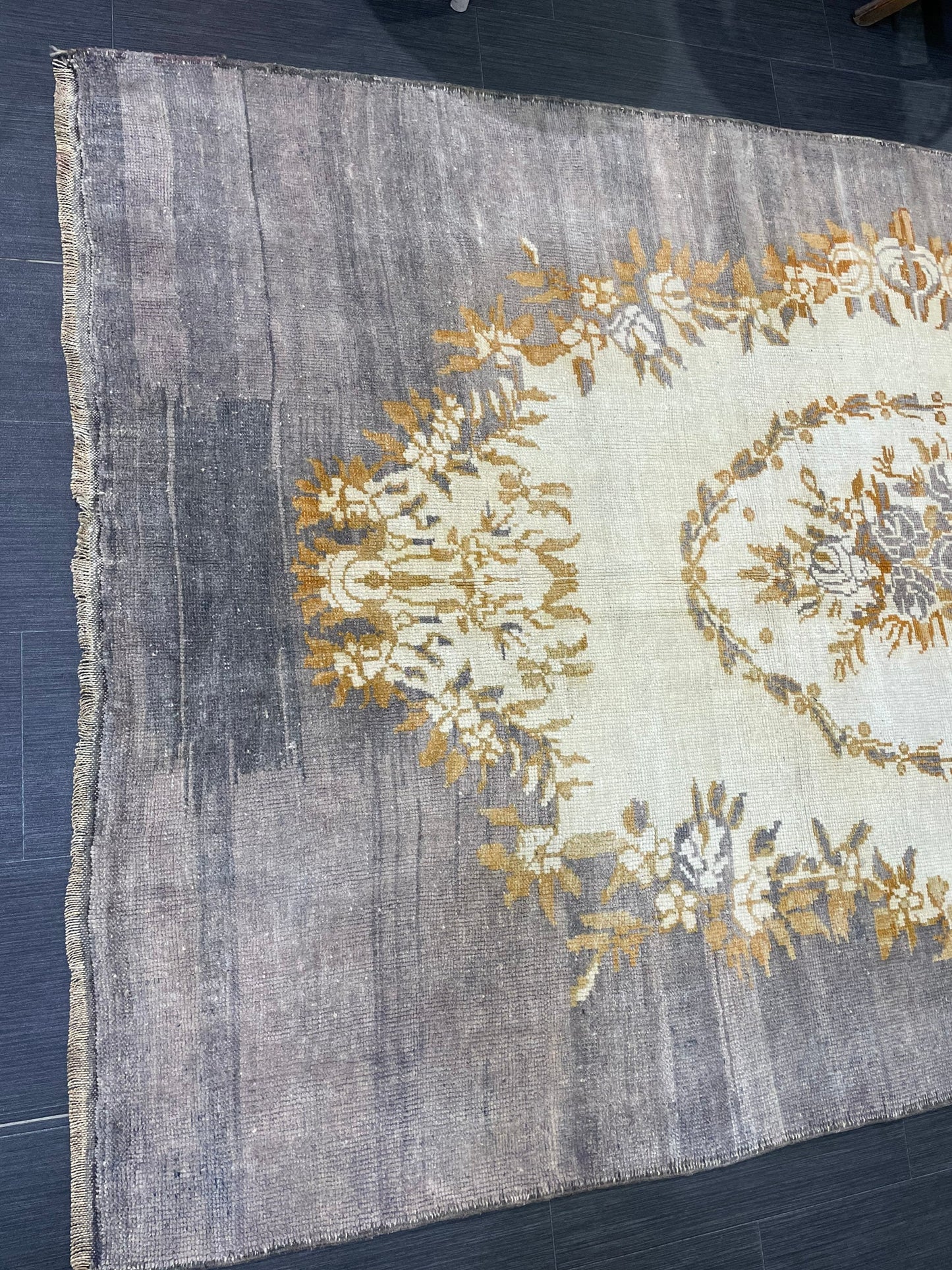 Vintage Rug, Persian 4.9 x 8.7 Rug, All Wool Hand Knotted Rug, HANDMADE Rug, Vintage Turkish Rug, Oushak Rug, Grey Wool Rug