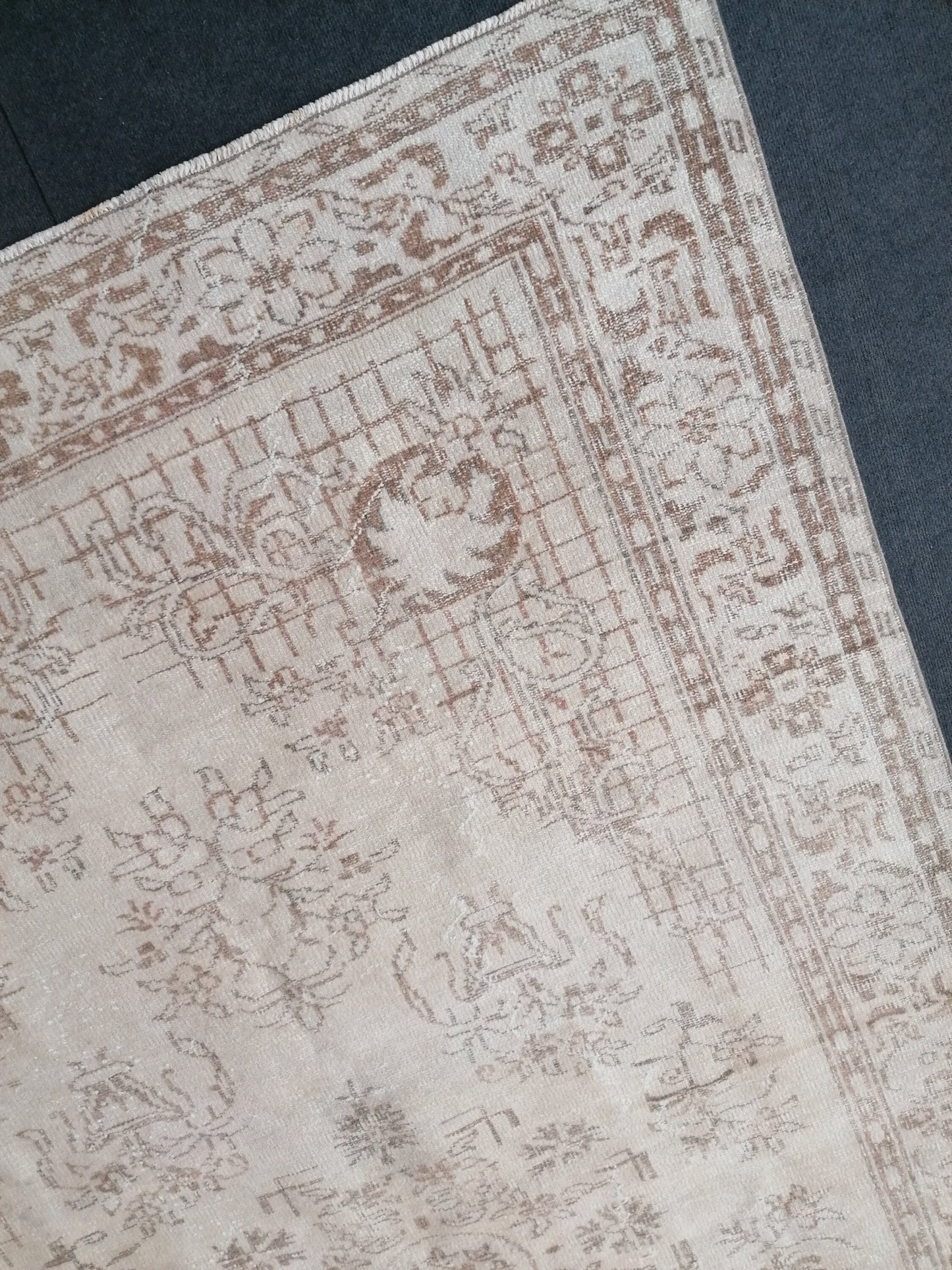 Natural oushak rug 6x10'2 large muted turkish rug, pastel vintage rug, hand made wool oushak rug, living room rug, bohemian rug