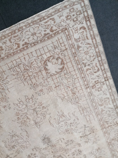 Natural oushak rug 6x10'2 large muted turkish rug, pastel vintage rug, hand made wool oushak rug, living room rug, bohemian rug